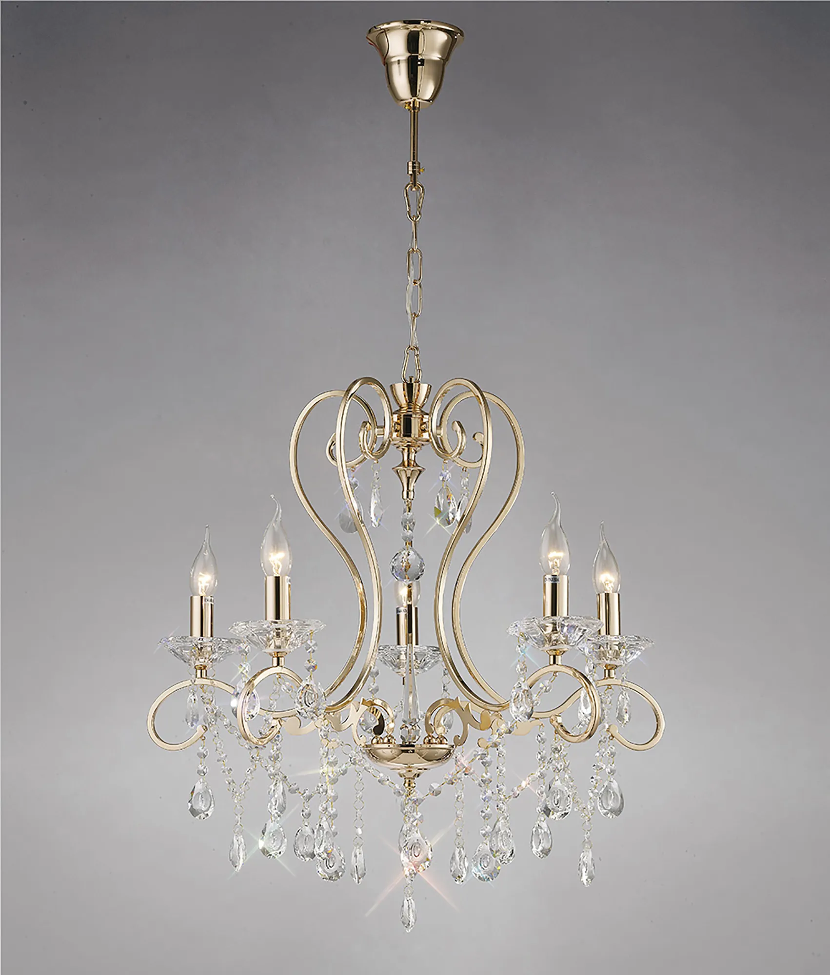 IL32065  Vela Crystal Pendant 5 Light French Gold